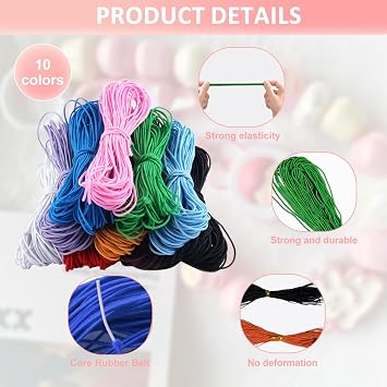 Coloured Elastic String, Elastic Cord, 10 Colors Bracelet String Stretchy for Necklaces, Bracelets, Jewellry Making, DIY Sewing Crafting, Beading