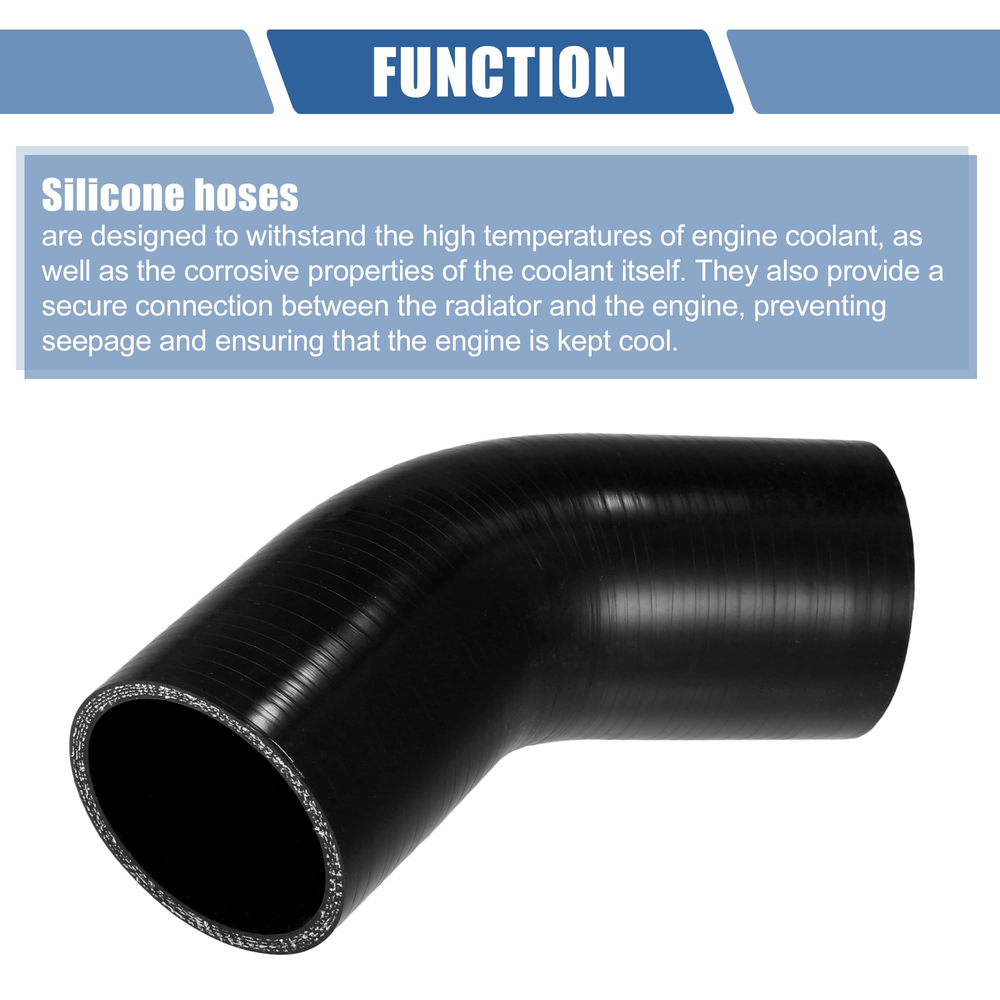 Tuyau En Silicone Noir Pour Voiture - Diamètre 48mm, Longueur 100mm - Refroidissement Moteur - Température -60°C à 300°C