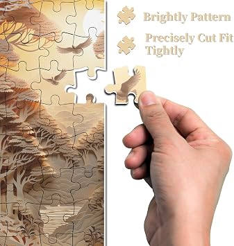 Forest Sunset Puzzles for Adults 1000 Pieces, Difficult Challenge Tree of Life Jigsaw Puzzles, Autostereoscopy River Scene Paper Art Puzzles as Wall Decor
