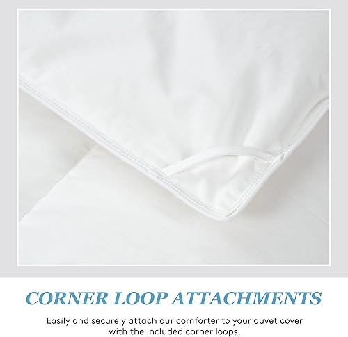 Miniatura 5 de Ameridown Edredón de plumón alternativo de primera calidad con accesorios de lazo en las esquinas, tamaño matrimonialqueen, color blanco