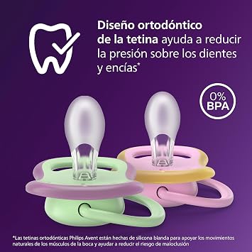 Philips Avent Ultra Air Pacifiers: Anatomically Designed for Babies 6-18 Months, Soft Silicone Symmetrical Teat BPA-Free with Sterilizer Case, 2-Pack, SCF087/13