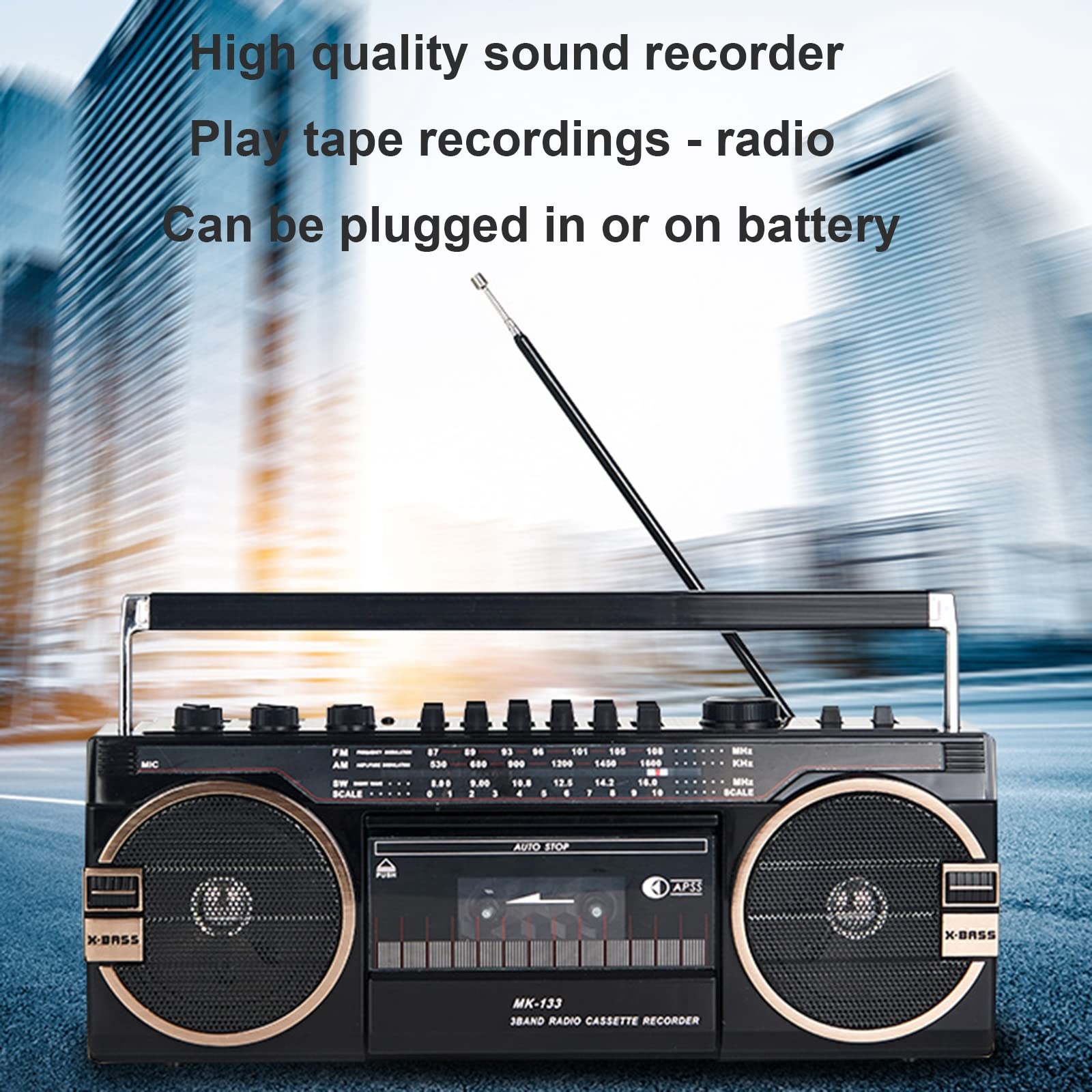 Antyczny magnetofon - czterozakresowe radio FM/AM/SW1/SW2 - SD/USB magnetofon o dużej mocy,Red