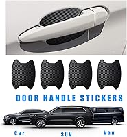 Vista 6 de Ziciner 4 calcomanías para manija de puerta de automóvil, textura de fibra de carbono, películas protectoras para manija de puerta automática