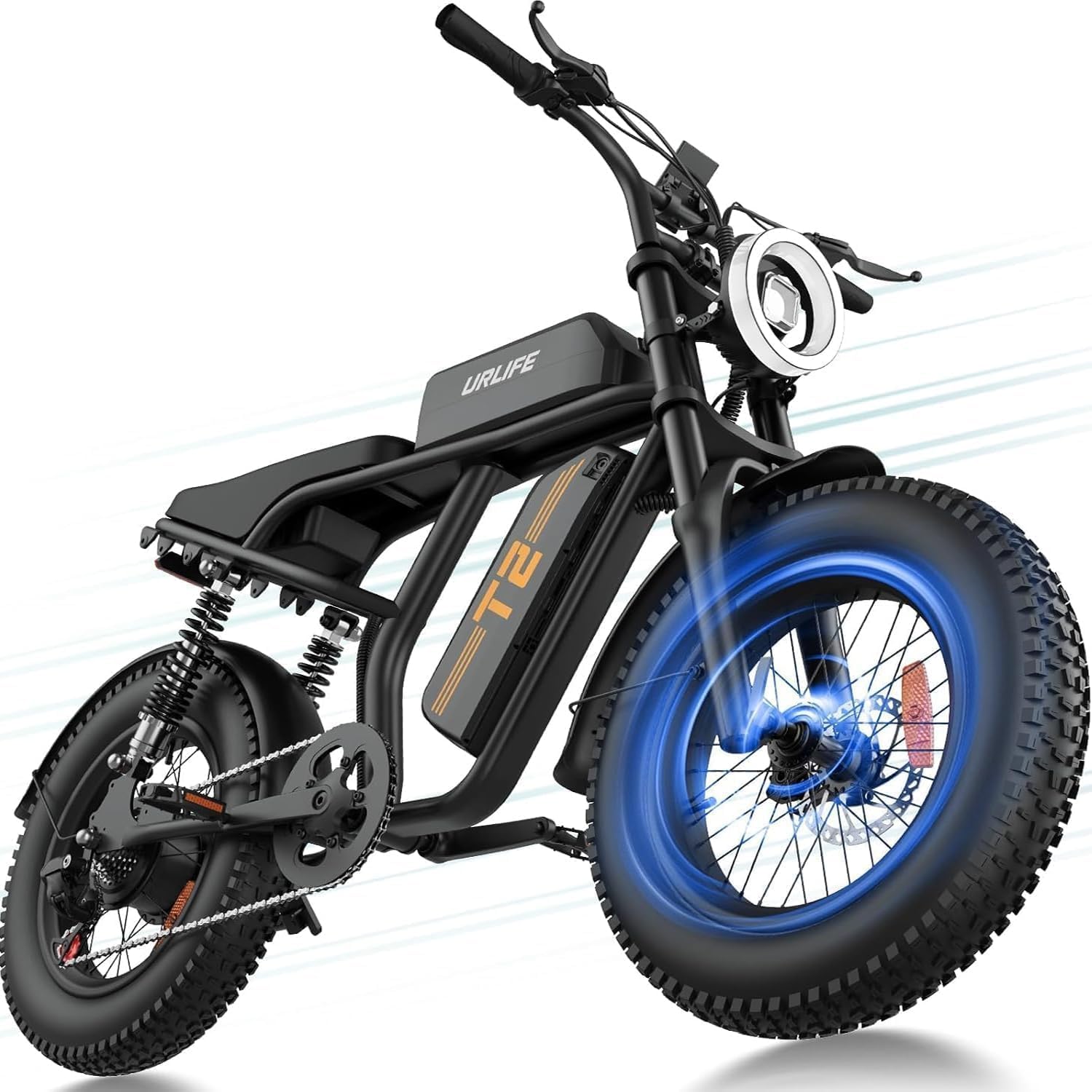 URLIFE 20" x4 Elektrofahrrad für Erwachsene, E-Mountainbike mit 48V 15,6Ah abnehmbarem Akku, LCD Display, 7-Gang, Reichweite bis zu 120km, All-Terrain Fat Tire E-Bike mit Vollfederung
