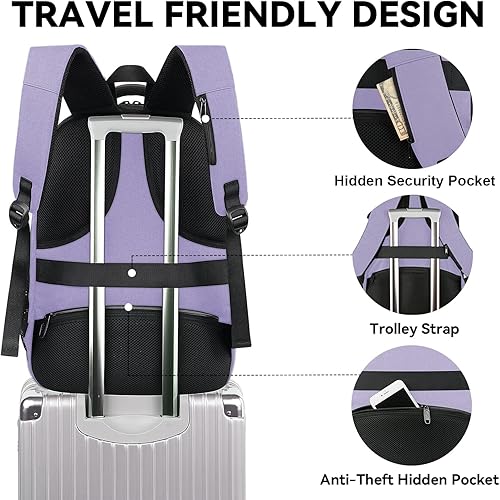 Miniatura 5 de Mochila grande de viaje para mujer, mochila expandible para laptop de 15.6 pulgadas con puerto de carga USB, antirrobo para computadora, negocios,