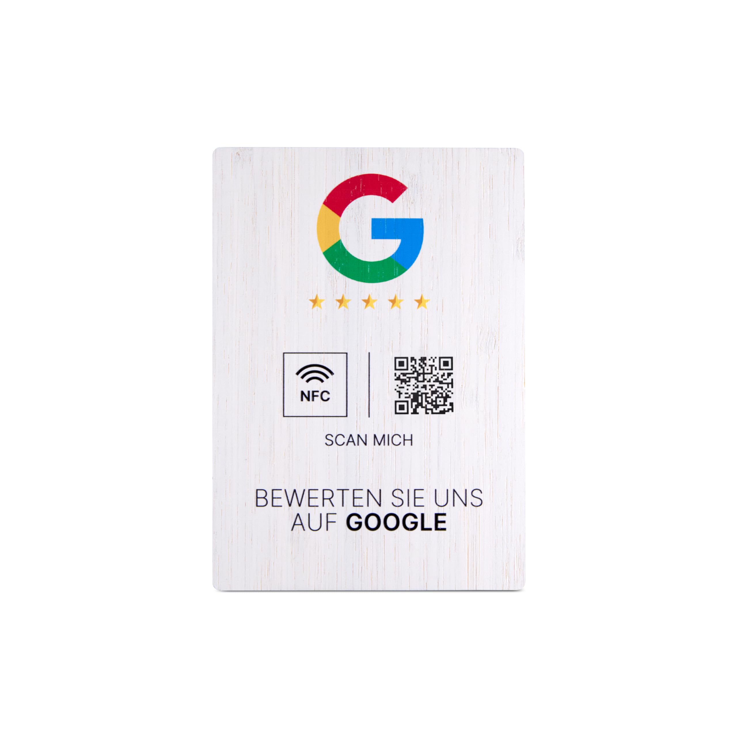 Google Bewertung NFC Schild Bambus 105 x 148 mm mit QR-Code