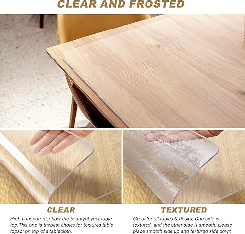Miniatura 3 de Vicwe Protector de mesa transparente de 42 x 72 pulgadas, 0.059 in de grosor, esmerilado de una sola cara, protector de mesa rectangular