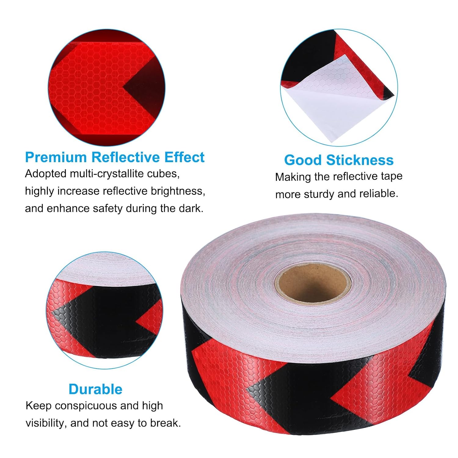 PATIKIL Reflective Tape, 1 Roll 2 Inch x 148 ft Waterproof Self Adhesive High Visibility Caution Warning Safety Tape Outdoor Arrow Reflector for Trucks Trailers Cars, Red Black