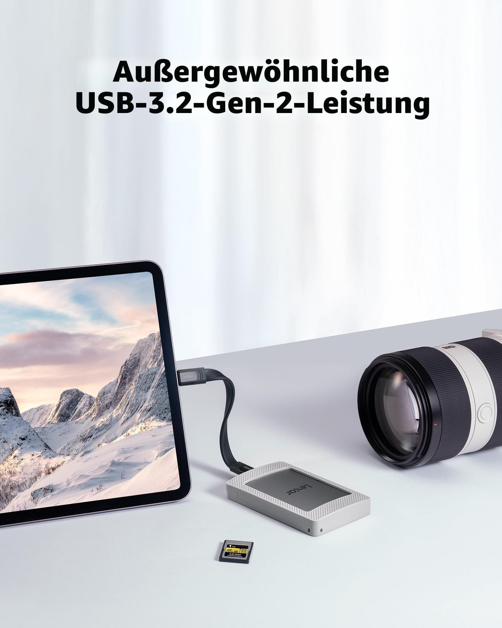 Lexar Portable SSD mit Magnetsatz 2TB, Externe SSD USB 3.2 Gen 2 bis zu 1050 MB/s Lesen und 1000 MB/s Schreiben, kompatibel mit iPhone 15/16, PC & Mac, Type-C-Laptops, Tablets, PS5, PS4