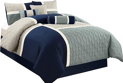 Vista 86 de Chezmoi Collection Upland - Juego de edredón acolchado de retales, 7 piezas, morado/negro/gris, tamaño matrimonial Púrpura/Negro/Gris