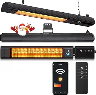 Ceiling Electric Outdoor Heater Wifi Control Wall-Mounted Hanging Patio 1500W Infrared 9 Heat Levels, 24H Timers, Carbon Fiber Tube Heating Wall Heater for Gazebo, Balcony