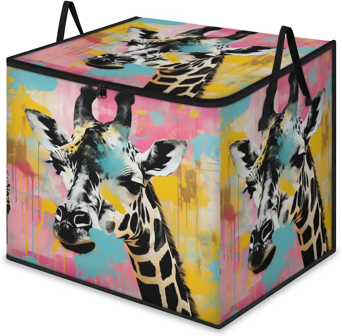 Honeybaby 214L Extra Large Comforter Storage Bag Summer Alpaca Cactus Storage Totes with Lids Waterproof Closet Organizer Folding Blanket Storage Bags for Clothes Bedding Pillows