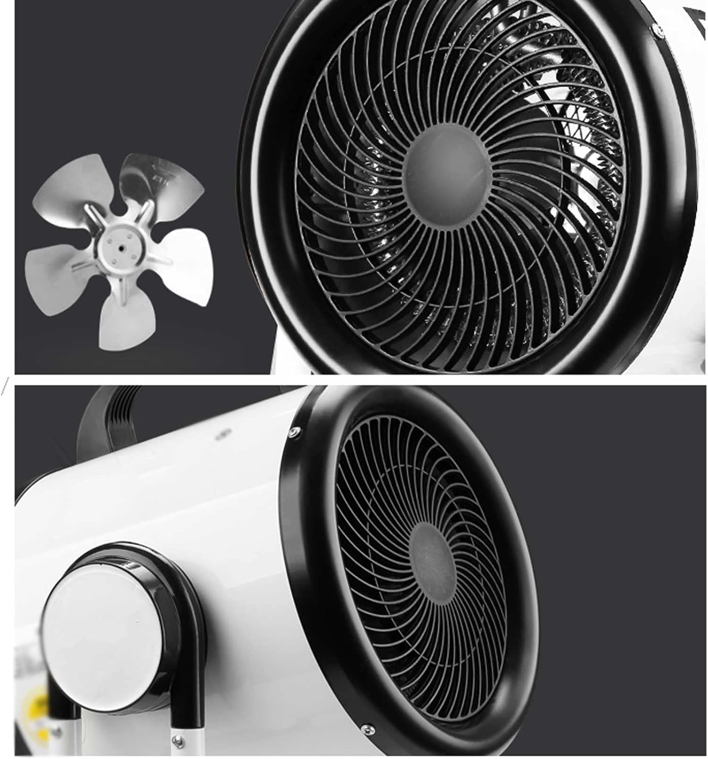 Small Industrial Heater,3kw Space Fan Heater,Electric Heating,3-Speed Temperature Control Knob,Energy-Saving,for Household,Office. (Black Stainless steel fins)