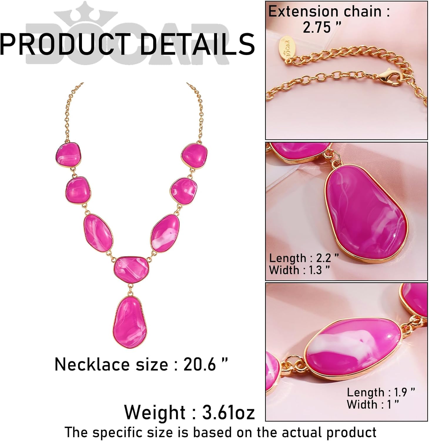 Bocar Bubble Chunky Necklace Alloy Necklace Resin Statement Pendant Necklace for Women - Image 6