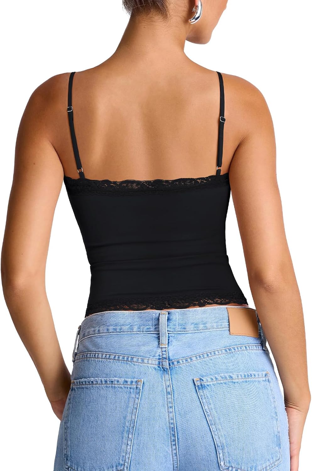 PINKMSTYLE Women's Sexy Square Neck Lace Cami Tank Tops Fitted Double Lined Sleeveless Crop Spaghetti Strap Summer Y2k Tops - Image 5