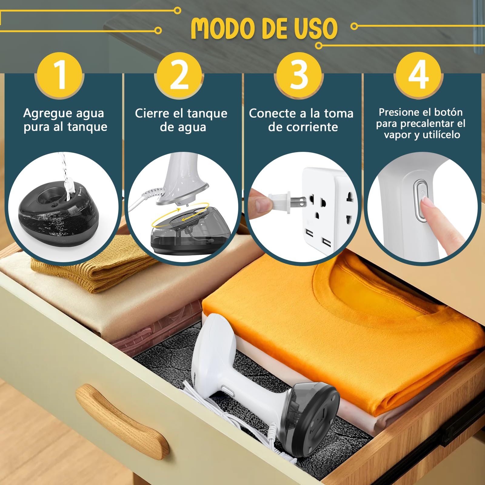 Rolipo Stiratore Verticale Portatile per Abiti, Stiratore a Vapore con Grande Serbatoio da 360 ml, Rimozione Rapida delle Pieghe, Stiratore Portatile Ideale per Casa, Ufficio e Viaggio