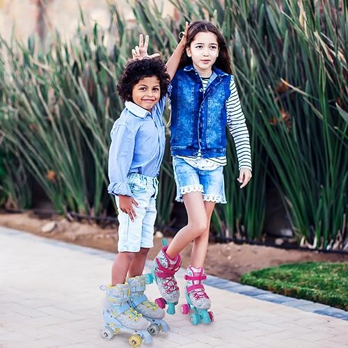 Miniatura 7 de Nattork Patines para niños, 4 tamaños ajustables, las 8 ruedas iluminadas para niñas, niños y mujeres, divertidos patines iluminadores para niños de