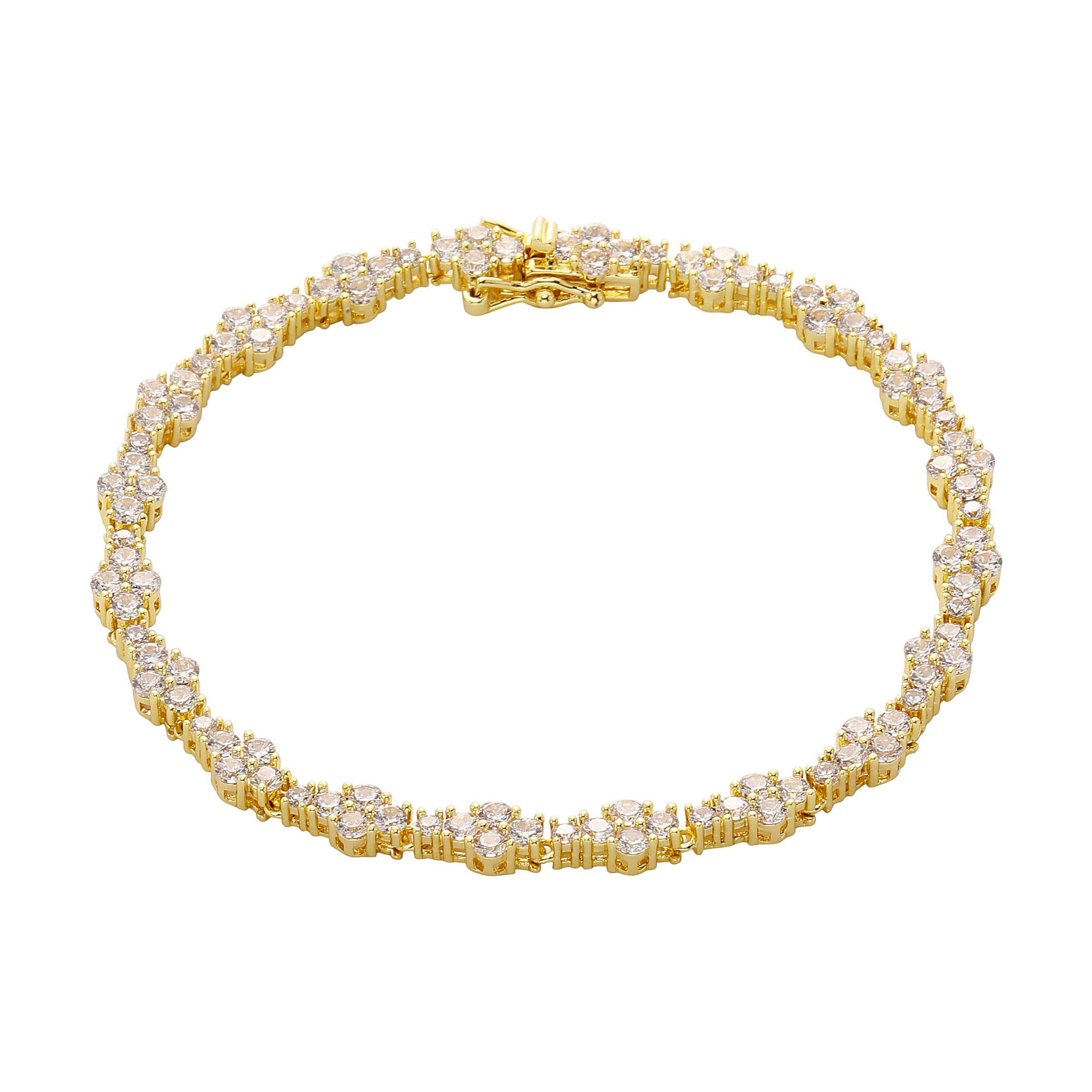 TOPGRILLZ Ankle Bracelet for Women - Iced Out 14K Gold Plated 5mm Silver Pink Anklet - Minimalist Foot Jewelry