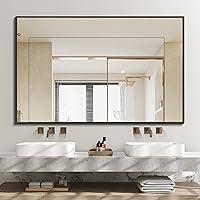 Vista 48 de Espejo de Baño de 30" x 36", Espejo de Pared Negro Mate con Marco de Metal, Espejo Rectangular Decorativo de Tocador para Dormitorio Baño Sala