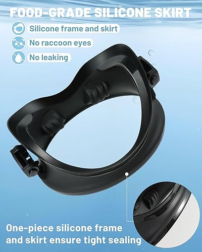 Miniatura 5 de Diving Mask for Youth Adults Men Women Oval Tempered Glass Lens 180 Clear View Snorkeling Swimming