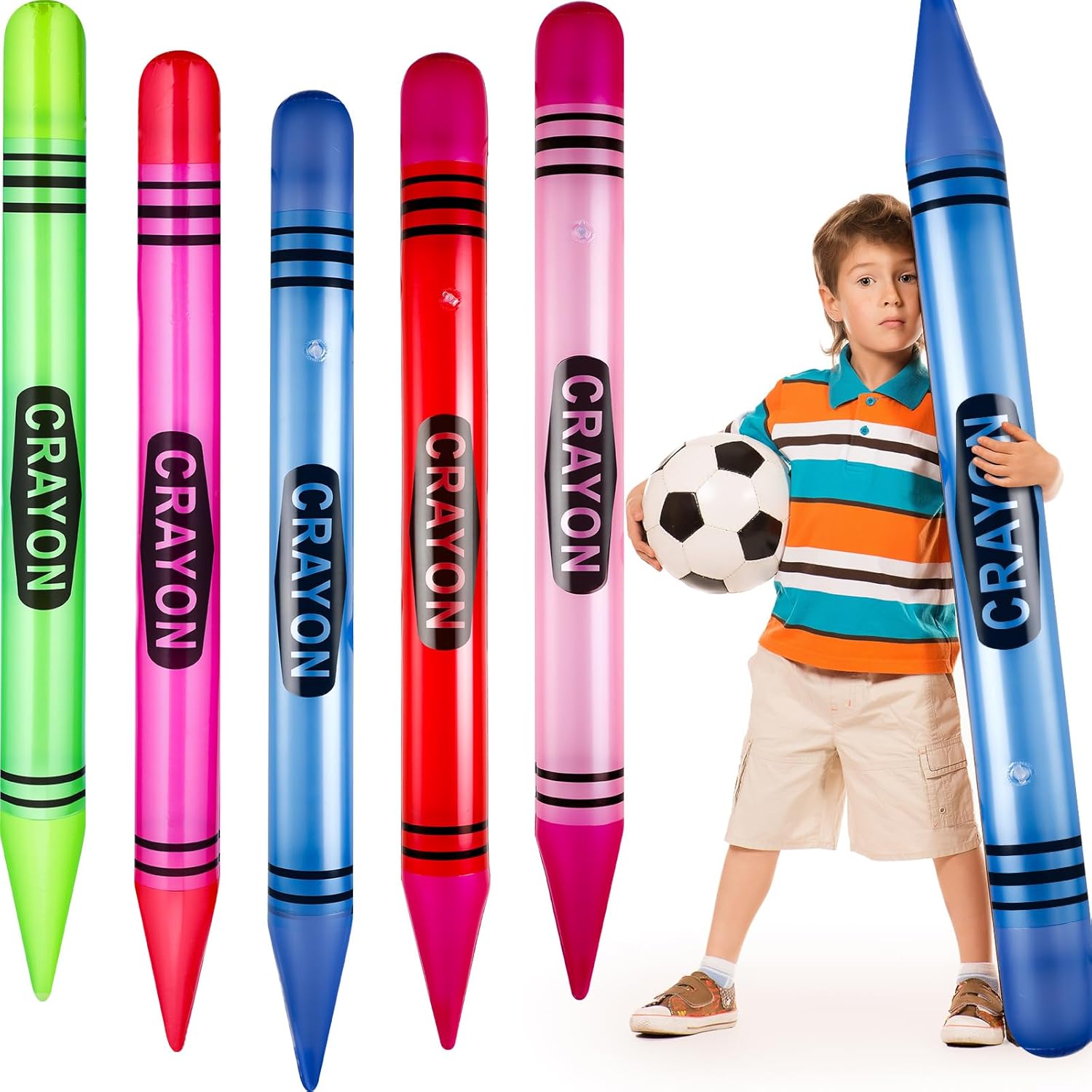 Glimin 5 Pcs 43.3 Inch Tall Inflatable Crayons Neon Large
