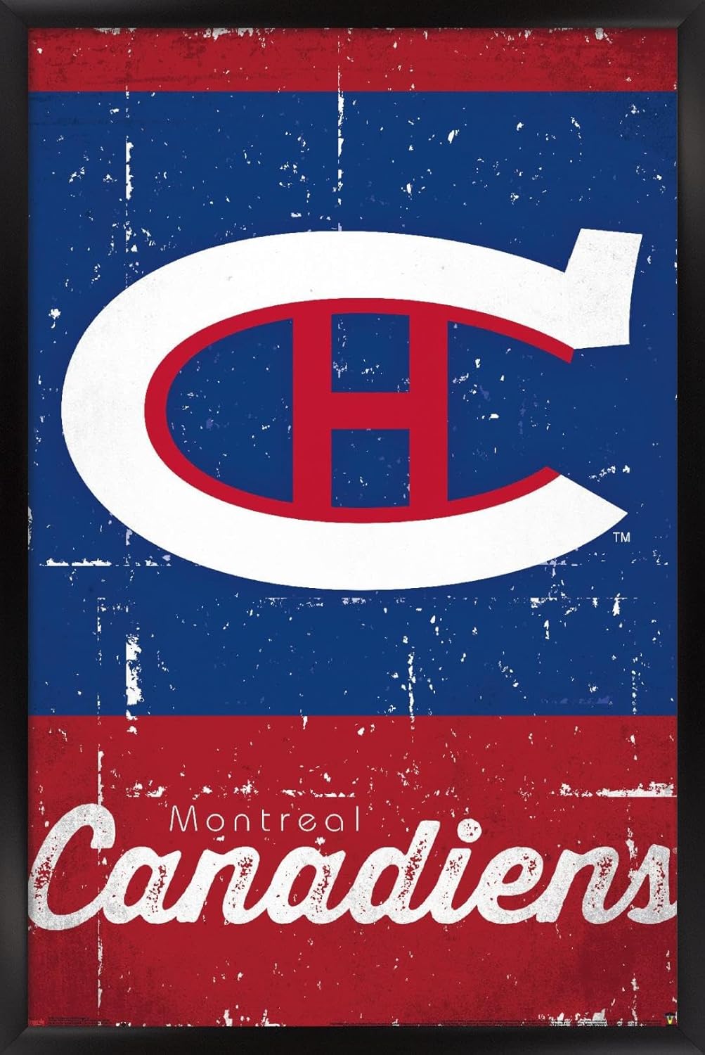 Trends International NHL Montreal Canadiens - Retro Logo 13 Wall Poster, 22.375" x 34", Black Framed Version