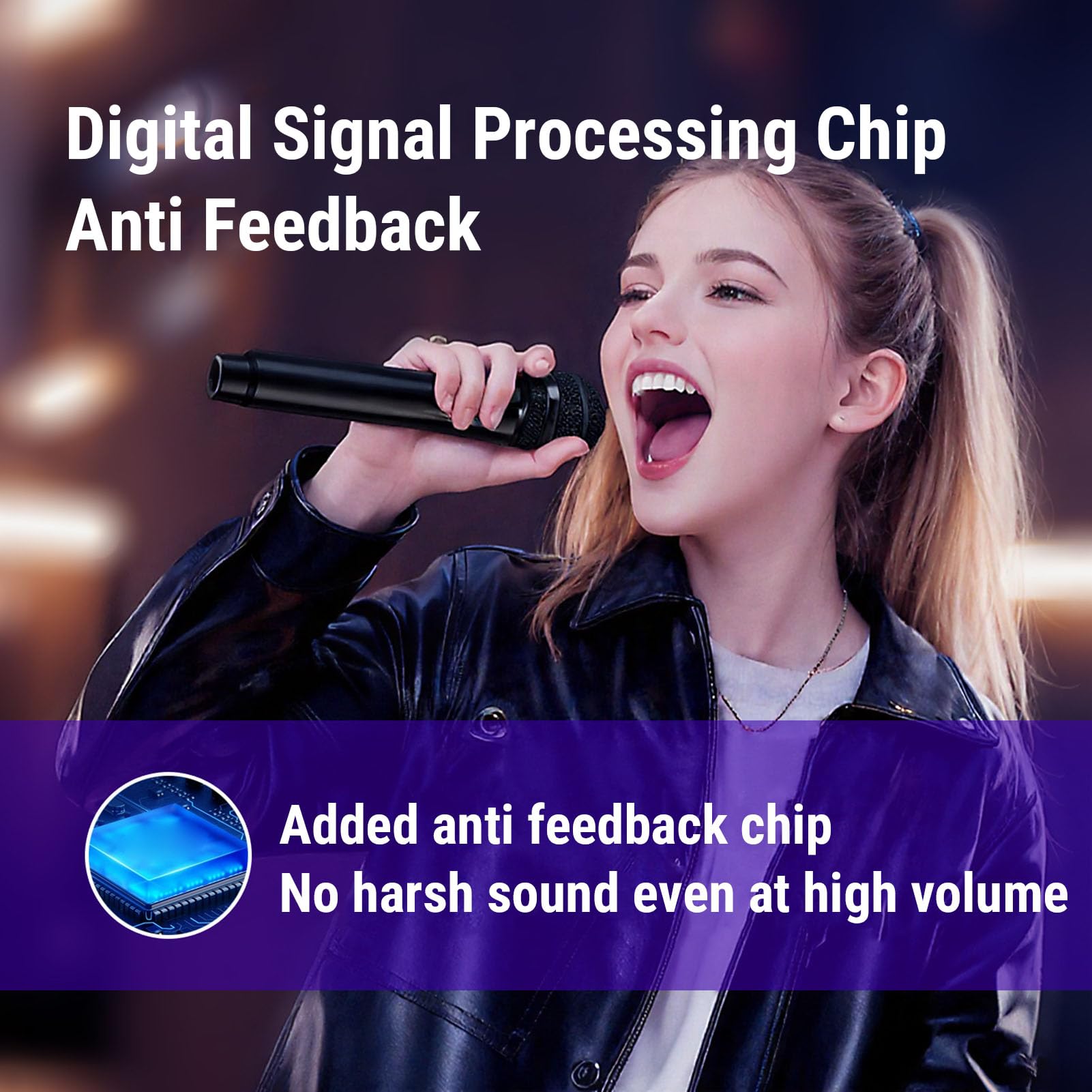Drahtloses Bluetooth-Handmikrofonsystem |Rückkopplungsunterdrückung und Anti-Nachhall |Wiederaufladbare Karaoke-Mikrofone mit Empfänger für Unterhaltung