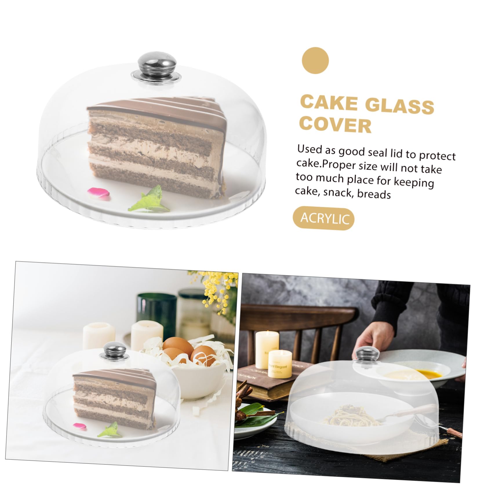 ULTECHNOVO Copertura Cupola per Torta in Acrilico Trasparente, Leggera e Protettiva per Alimenti, per Dessert in Casa e Feste, Forma Rotonda per Cupcake e Torte