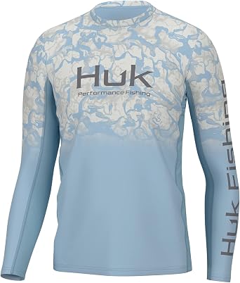 HUK Mens Icon X Crew Shirt, Long-Sleeve Performance Fishing Shirt