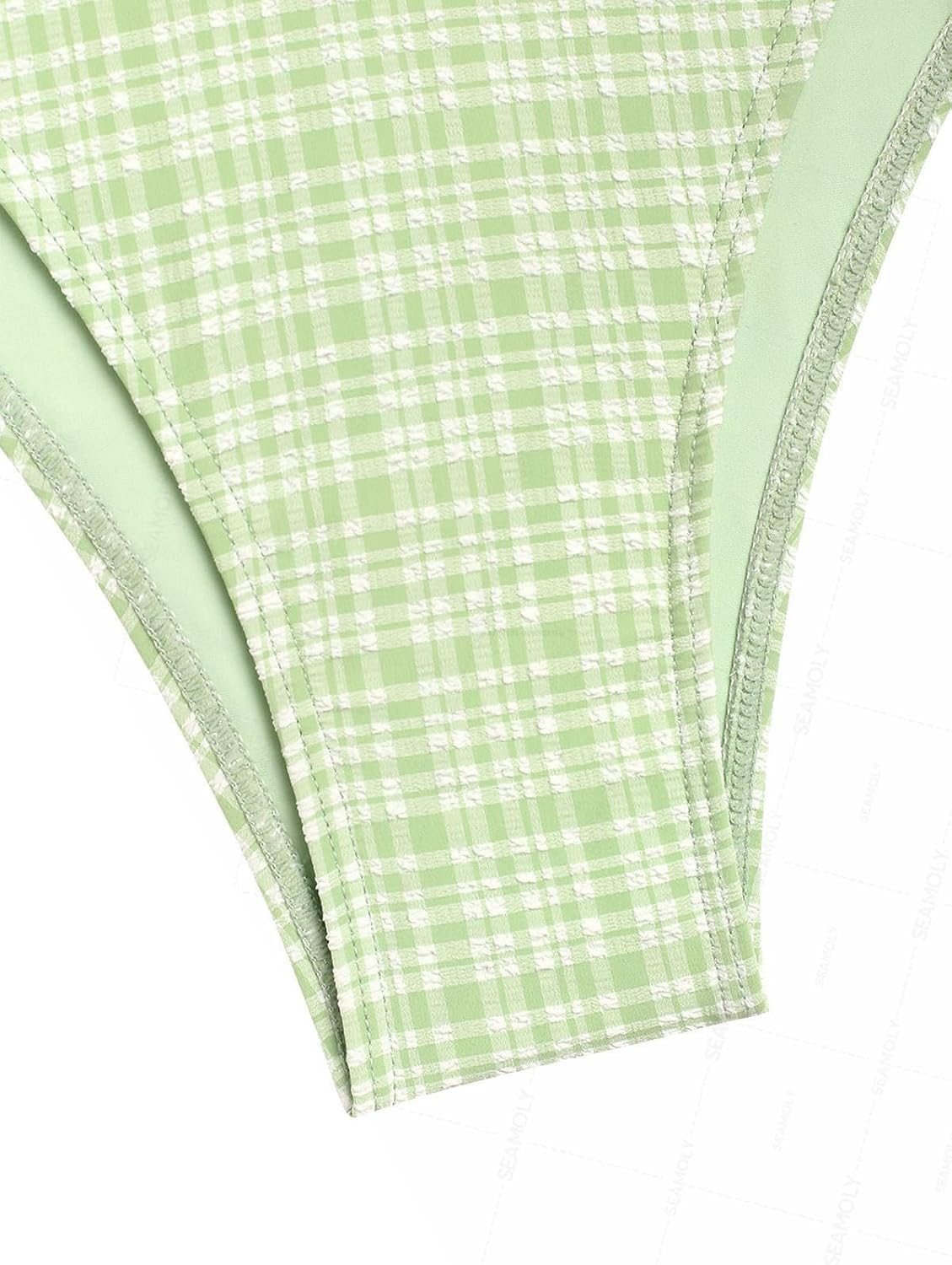 seamoly Vintage Gingham Halter Tank Top & Cinched Tie Side Tankini Set - Image 2