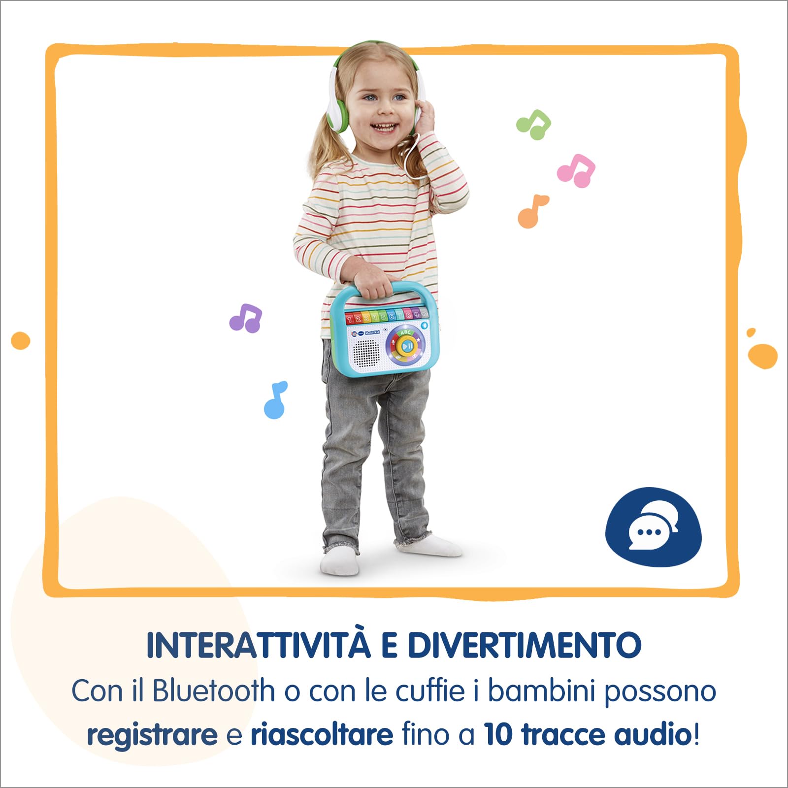 VTech Music Kid Lettore MP3 Bambini 40 Brani Originali Zecchino d'Oro Bluetooth Walkman Italiano