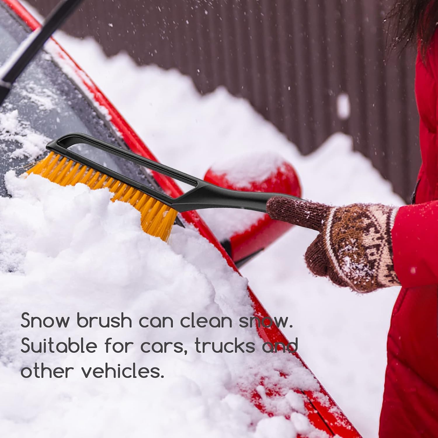 Jsdoin 27”Snow Brush, Detachable Car Ice Scraper for Windshield with Foam Grip