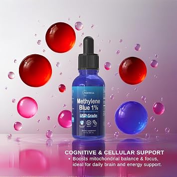 Methylene Blue 1% USP Grade Drops, 10 mg/mL, 2 fl oz | Pharmaceutical Grade, For Humans, Formaldehyde-Free, Lab-Tested, cGMP Bottled