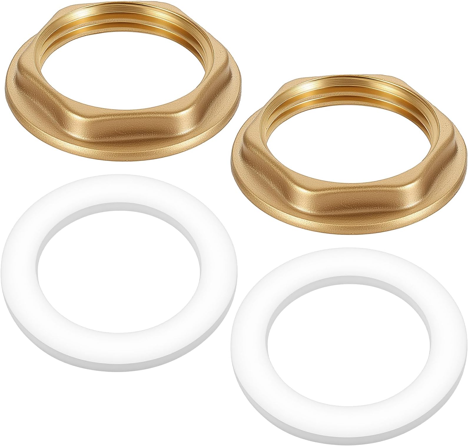 4 Pack Brass Lock Nuts Pipe Fitting Flange Single Hole Faucet Lock Nut with Silicone Washer G1/4" Female Hex Locknut for Kitchen Basin Sink Plumbing