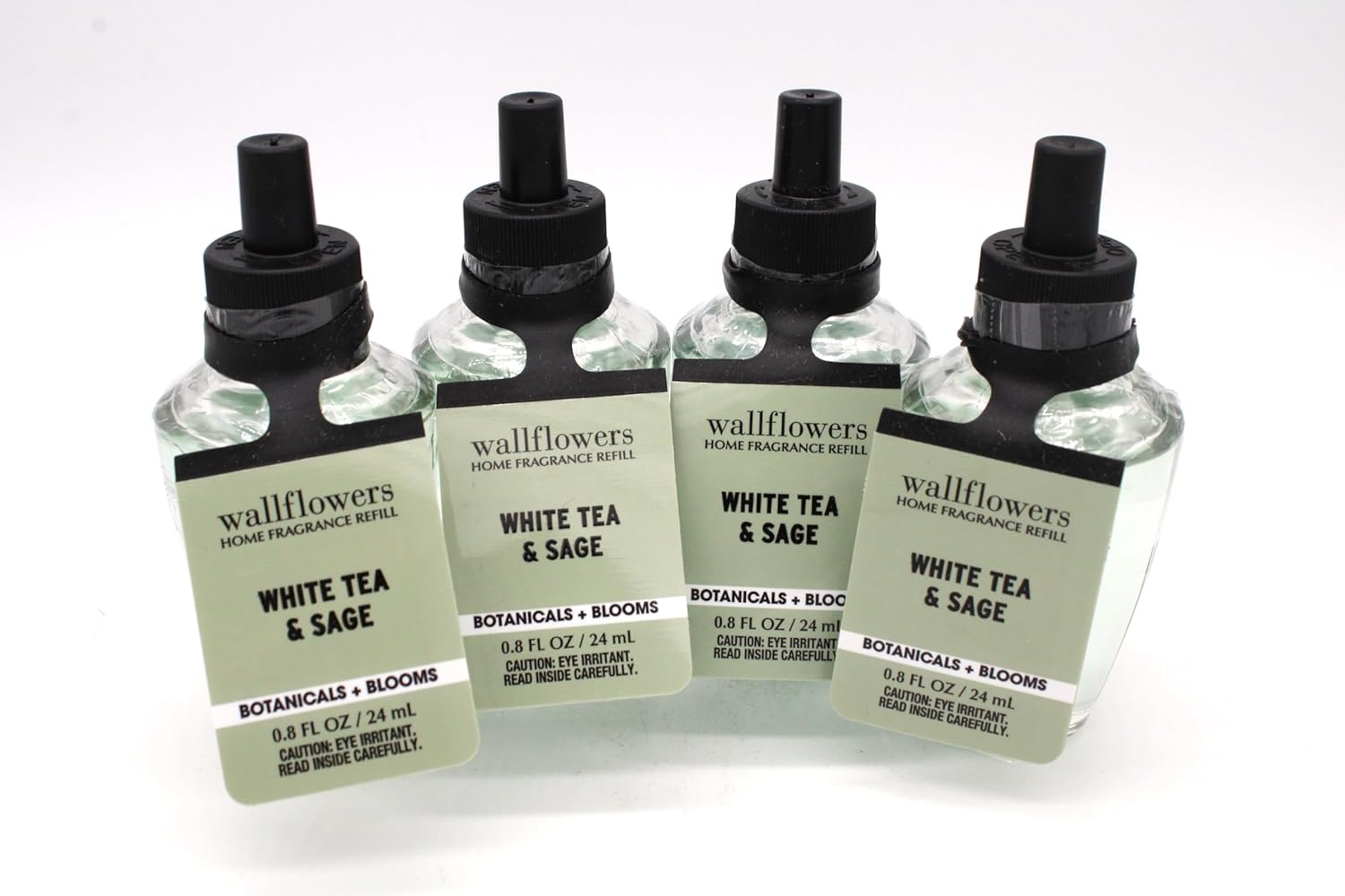 Generic White Tea & Sage, Bath and Body, Wallflowers Fragrance Refill, 0.8 fl oz, 4 pack, Light Green