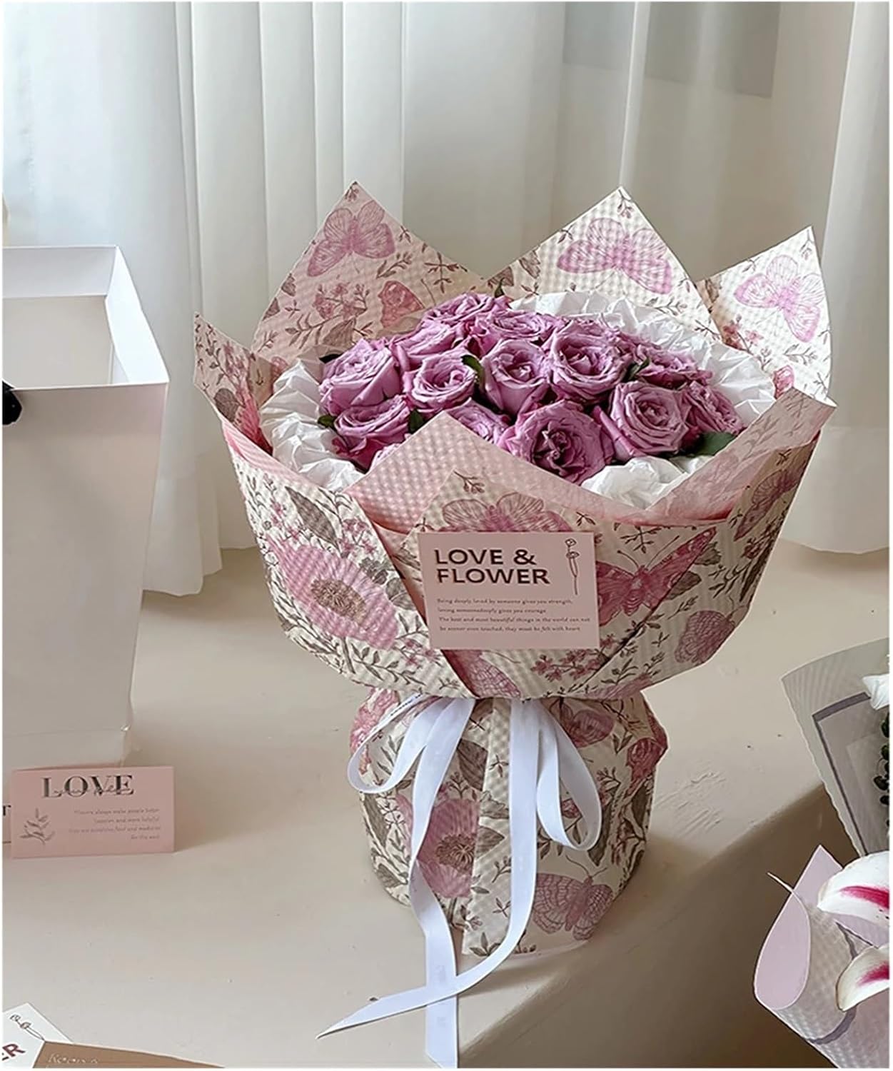 SFCHEN Korean Flower Wrapping Paper For Flowers, Anna Castle Embossed Paper, Art Crepe Paper 10Pcs, Valentine'S Day(Ansy)