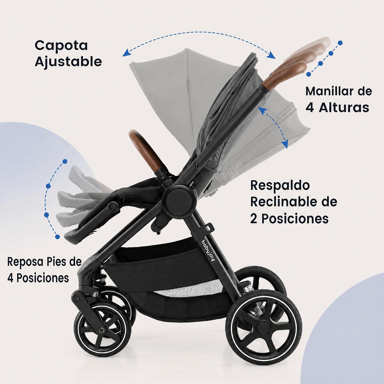 COSTWAY Cochecito para Bebés Plegable con Asiento Reversible, Gris