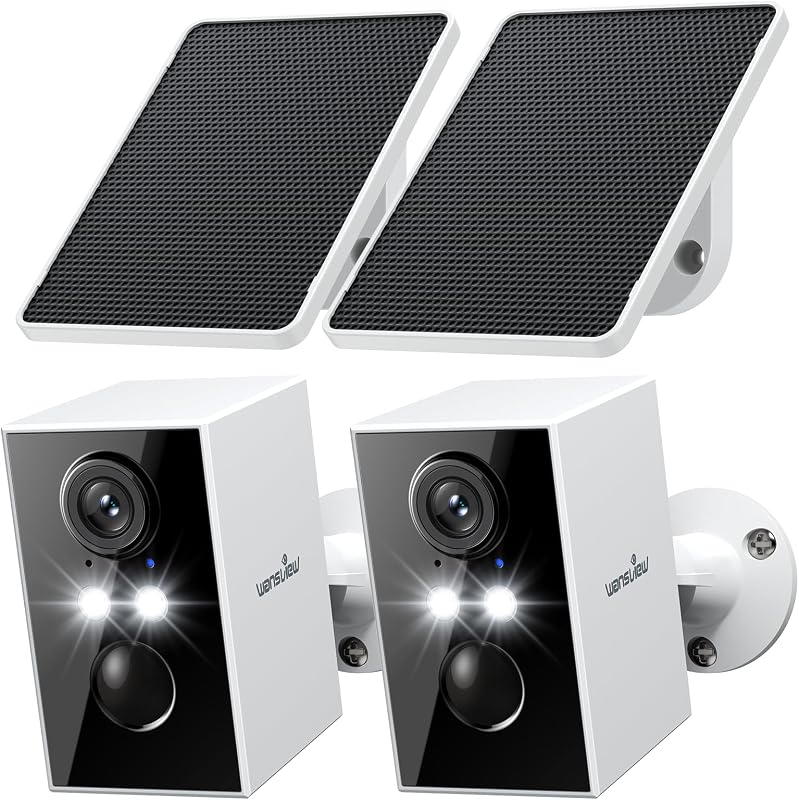 wansview Cámaras de seguridad solares inalámbricas para exteriores 2K WiFi 6, A1, paquete de 2 | Cámara solar inalámbrica para exteriores para seguridad del hogar con detección de movimiento AI, visión nocturna en color, audio bidireccional, solo WiFi de 2,4 GHz