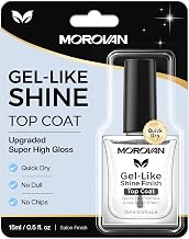 Morovan Top Coat Nail Polish: Gel-Like High Gloss Clear Top Coat | For Regular Polish 60s Quick Dry Long-Lasting Shine Chip-Resist Nail Polish Sealer with Non-Yellowing Anti-Stain Finish