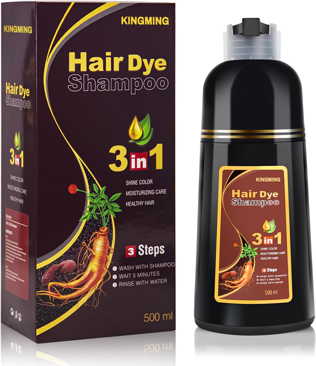 BOJICA MEIDU Black Hair Dye Shampoo 3 in 1 for Gray Hair