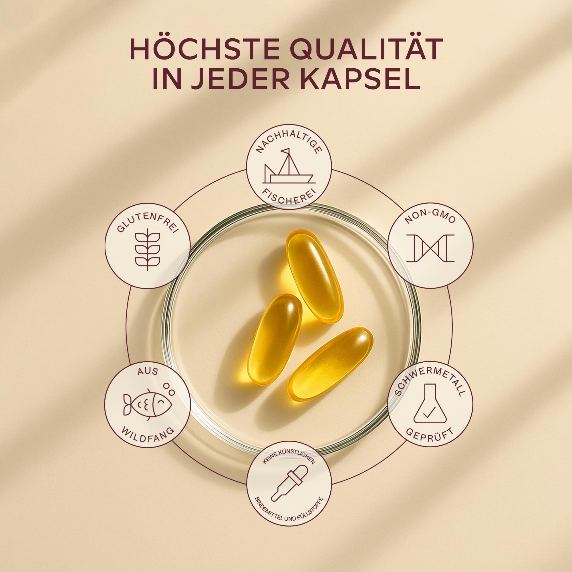 Omega 3 Kapseln Hochdosiert 2000mg Omega 3 Öl 1000mg EPA + 500mg DHA pro Tagesdosis (2 Premium Omega 3 Fischöl Kapseln) - Omega-3-Fettsäuren Kapseln - 120 Kapseln Fischöl Omega 3 Hochdosiert 60 Tage