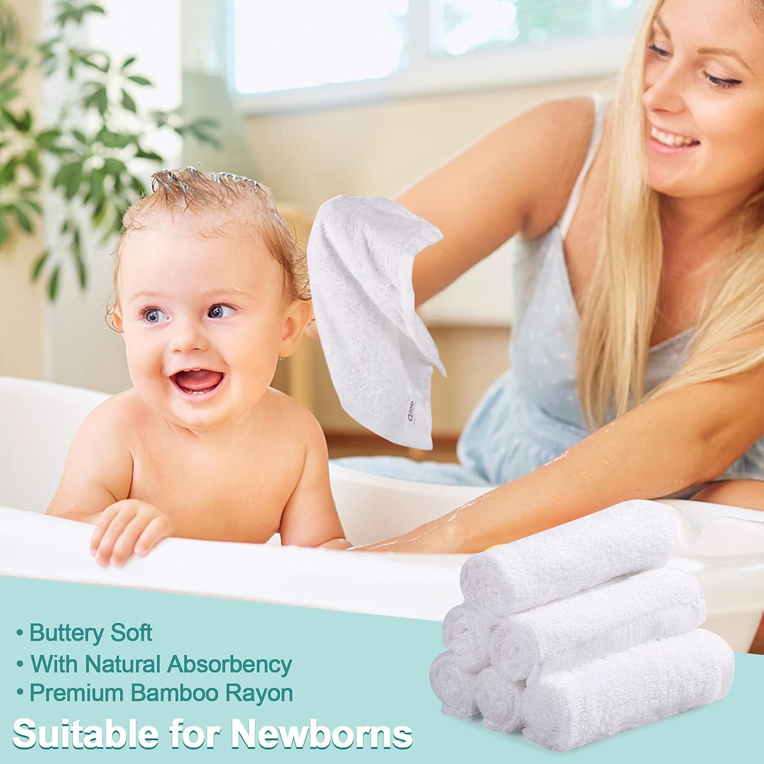 Qioo Baby Washcloths Multicolor (White)