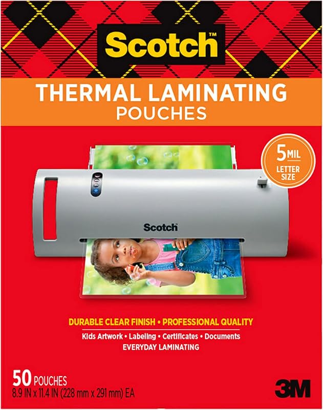 Bolsas térmicas Scotch de 5 mil, 8,9 x 11,4 pulgadas (228 mm x 291 mm) | Bolsas laminadas ultratransparentes para obras de arte infantiles, etiquetado, certificados, documentos, caja fuerte para fotografías para el hogar, la oficina y el aula