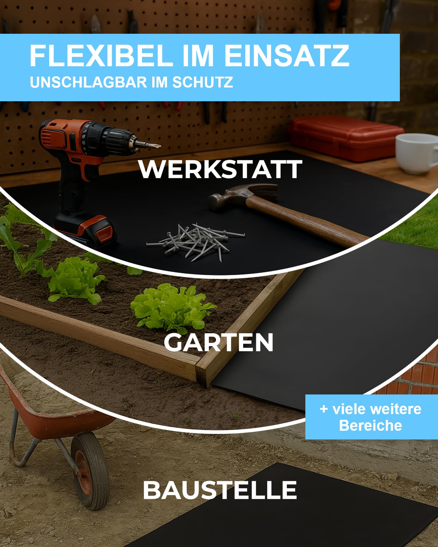Gummistreifen 300mm breit 3mm dick 1 bis 10m lang mit Gewebeeinlage Gummimatte Bodenbelag Vollgummi Hartgummi (5000x300x3mm)