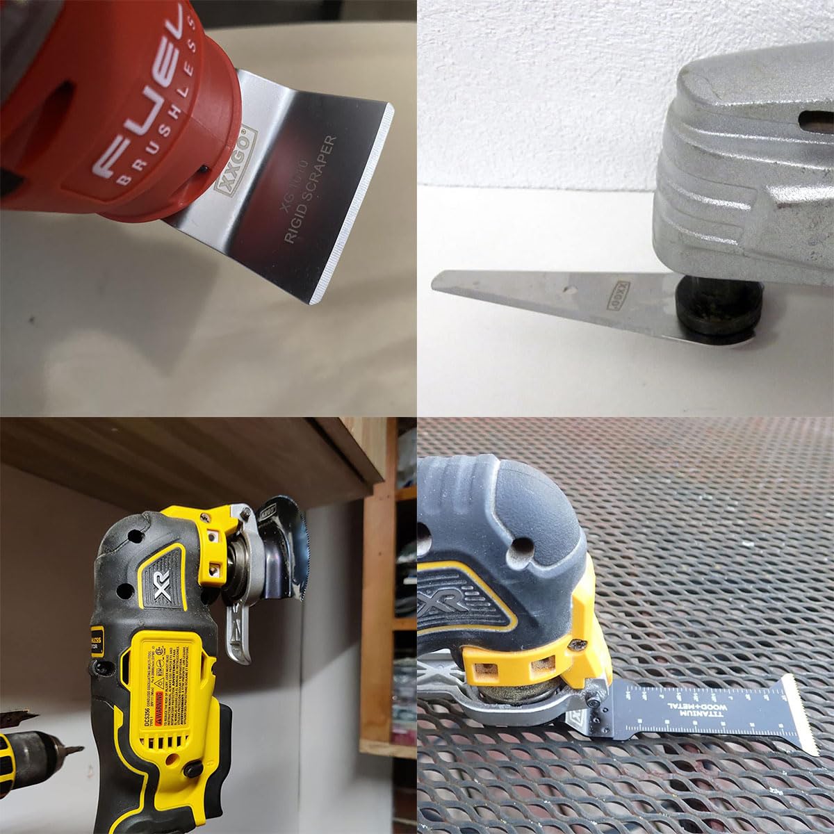 XXGO Juego de 120 cuchillas oscilantes multiherramienta compatibles con Bosch, Chicago, Craftsman, Dewalt, Dremel, Fein, Harbor Freight, Makita, Milwaukee, Porter Cable, Ryobi, Rockwell y más XG1201