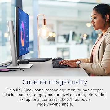 Dell U2724D UltraSharp 27 Inch QHD (2560x1440) Monitor, 120Hz, IPS Black, 5ms, 98% DCI-P3, 2x USB-C, 2x DisplayPort, HDMI, 3x USB, Silver