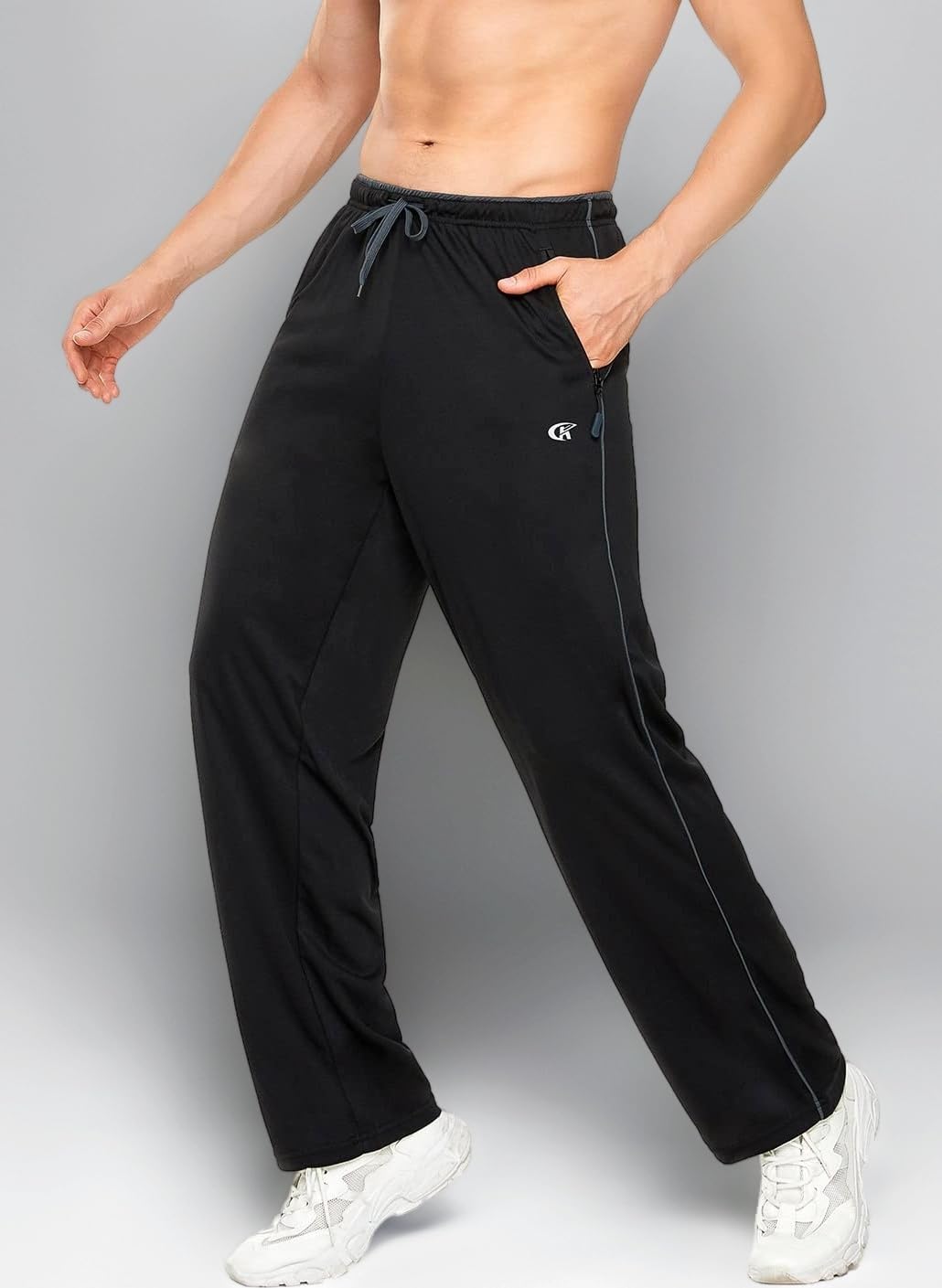 YuKaiChen Men's Jogging Bottoms Straight Leg Tracksuit Bottoms Open Hem Loose Fit Lightweight Quick Dry Jogging Pants