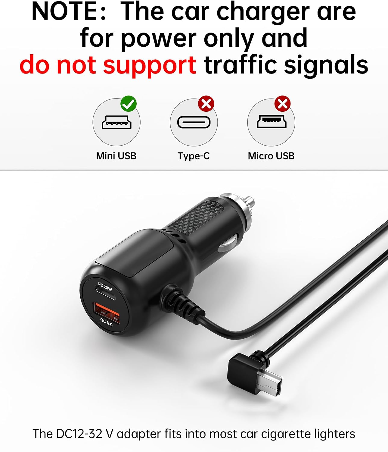 VASTHOME Mini USB Car Charger for Garmin Nuvi Charging Cable Compatible with Garmin Truck GPS, Dezl, Drive Smart, Dash Cam, eTrex, RV, and VIRB Power Cord - 20W PD | 11.5FT (138'') Vehicle Power Cable