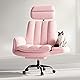 クリスクロスオフィスチェア アームレスト&ホイール付き 快適なベルベット化粧台チェア 人間工学的 エグゼクティブ ゲーミングコンピュータチェア フットレスト付き ワイドシート リクライニングデスクチェア ピンク