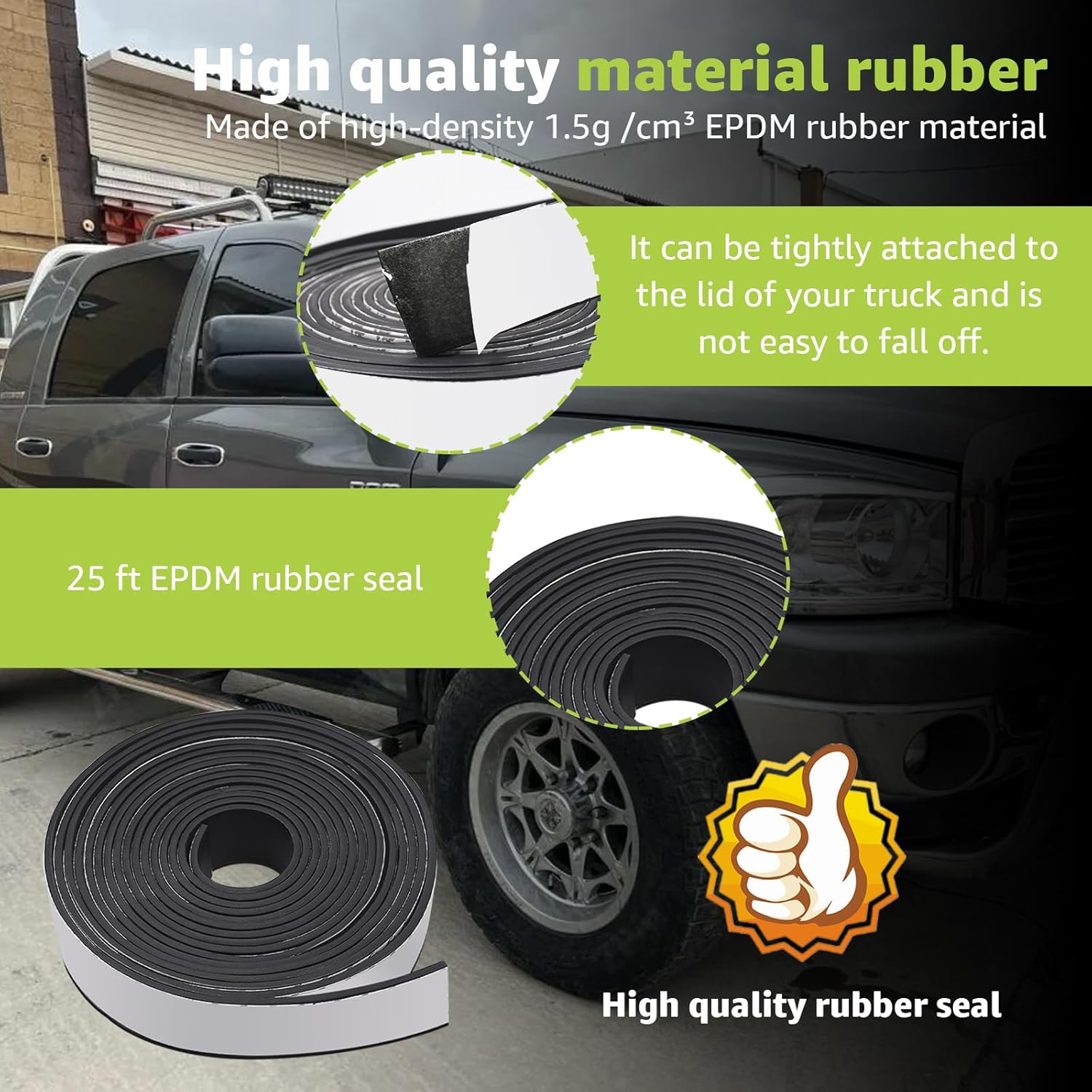 25 feet Truck Cap Seal Rubber, Camper Shell, for Truck Cap 200 lbs or Less Seal Kit (2" W x 0.2" H x 25' L)